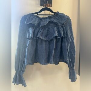 See by Chloe denim Chambray Ruffle Top